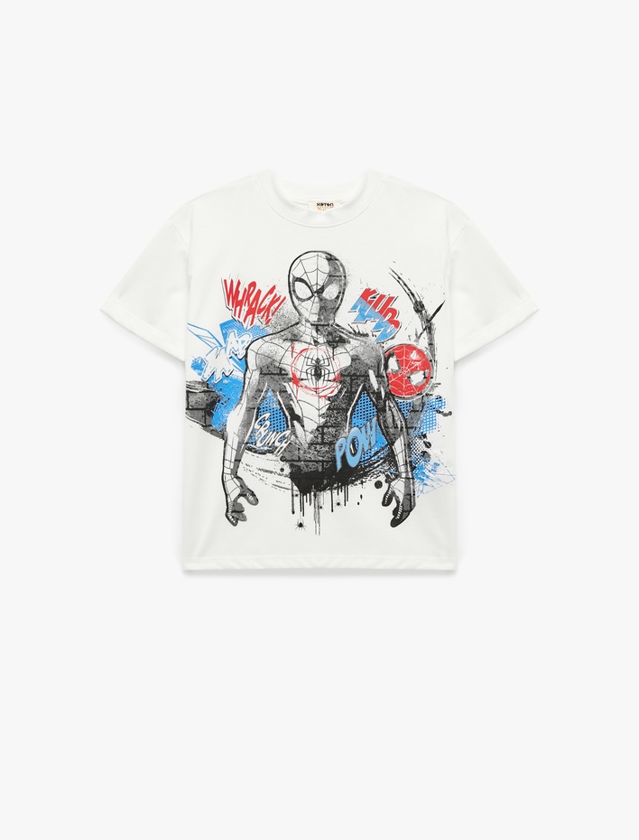 Erkek Çocuk Örümcek Adam Baskılı Kısa Kollu Bisiklet Yaka Lisanslı Tişört