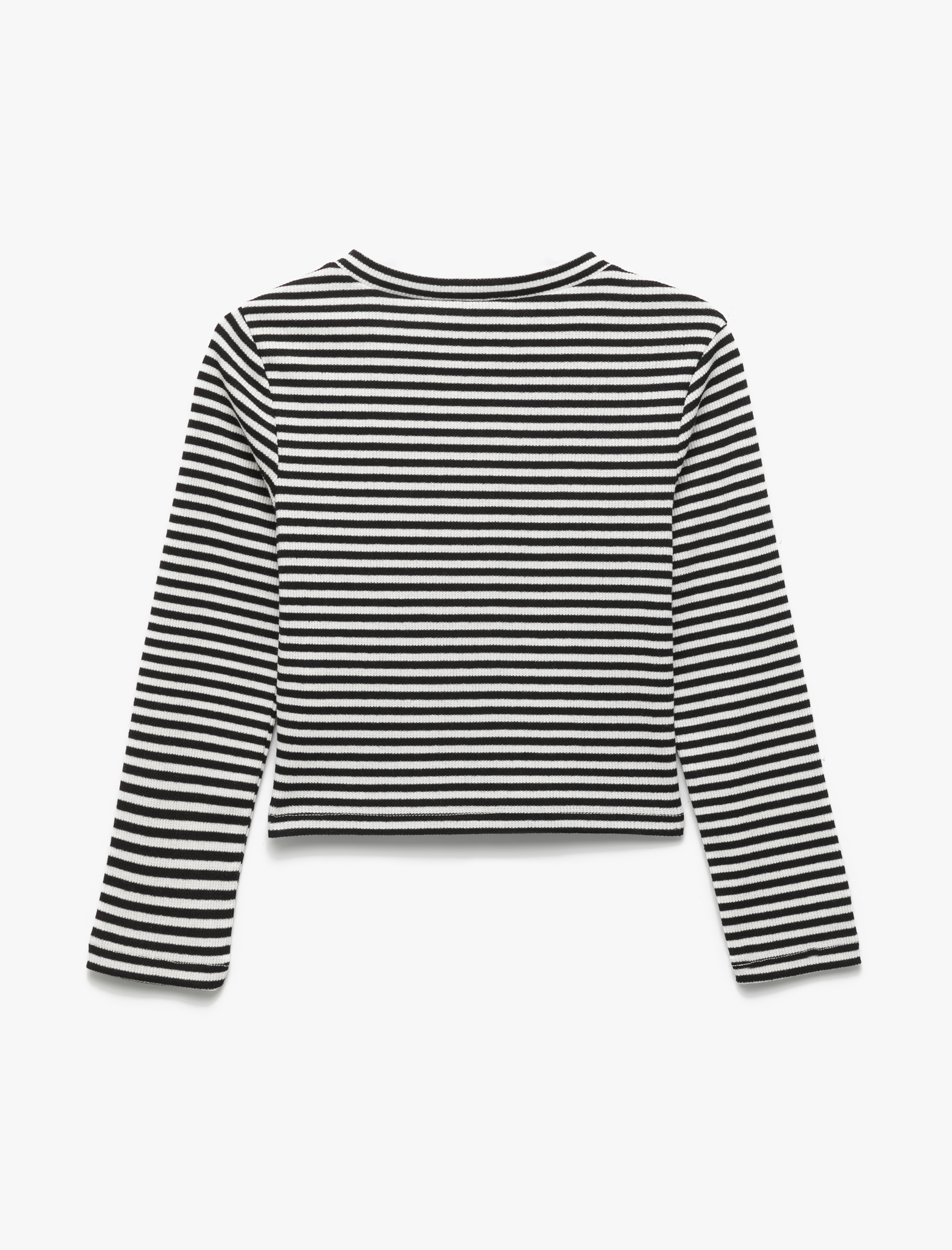 Kız Çocuk Uzun Kollu Bisiklet Yaka Kaşkorse Çizgili Tişört