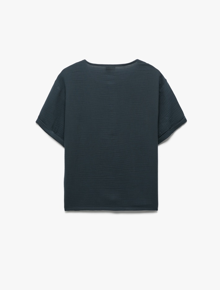 Erkek Çocuk Bisiklet Yaka Düğmeli Kısa Kollu Pamuklu Tişört