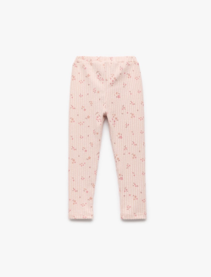 Kız Bebek Beli Bağcıklı Kaşkorse Çiçekli Tayt