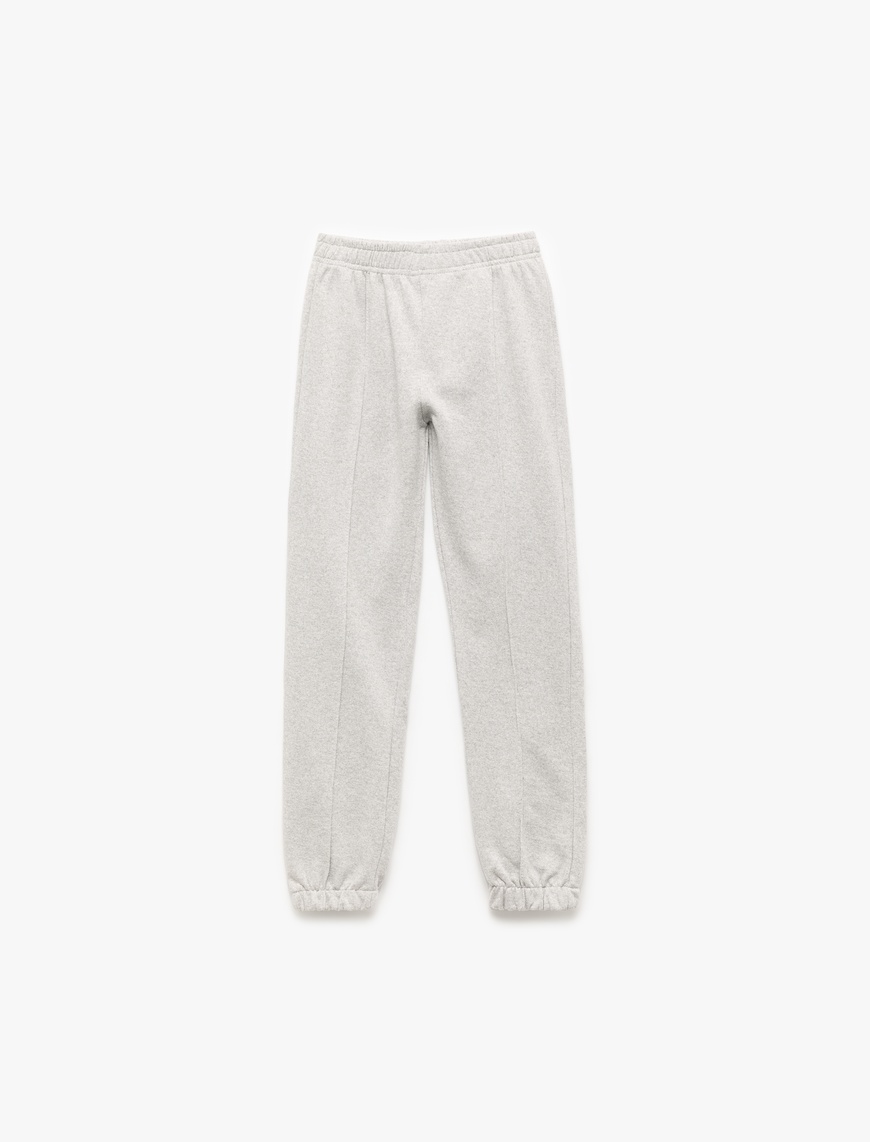  Kız Çocuk Beli Lastikli Şardonlu Basic Jogger Eşofman Altı