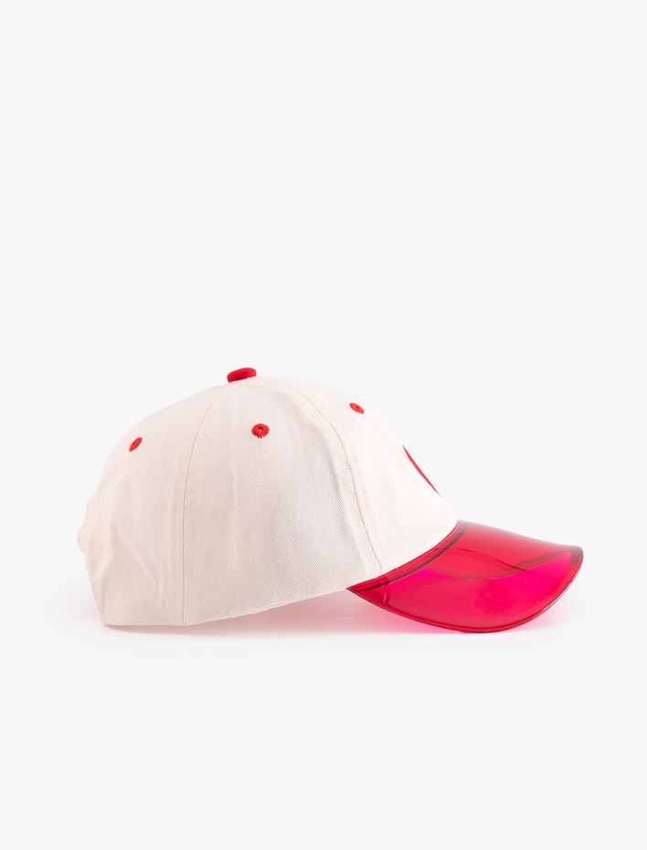 Kız Çocuk Pamuklu Kalp İşleme Detaylı Kep Şapka