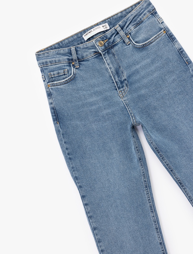 Pamuklu Dar Kesim Normal Bel Jean Pantolon - Slim Straight Fit Jean_2