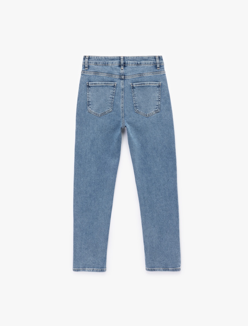   Pamuklu Dar Kesim Normal Bel Jean Pantolon - Slim Straight Fit Jean
