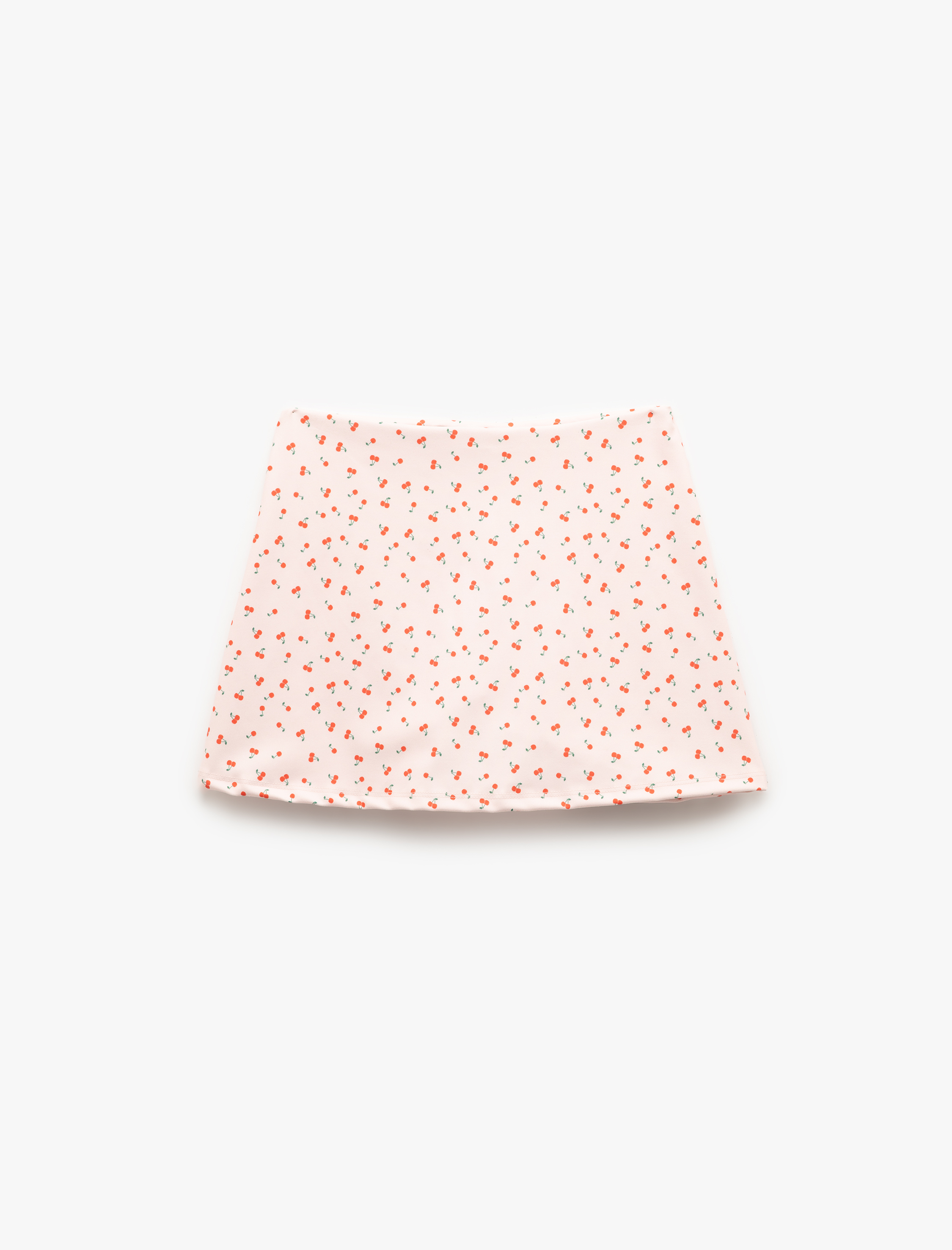   Kiraz Baskılı İnterlok Yüksek Bel Slim Fit Mini Spor Şort Etek