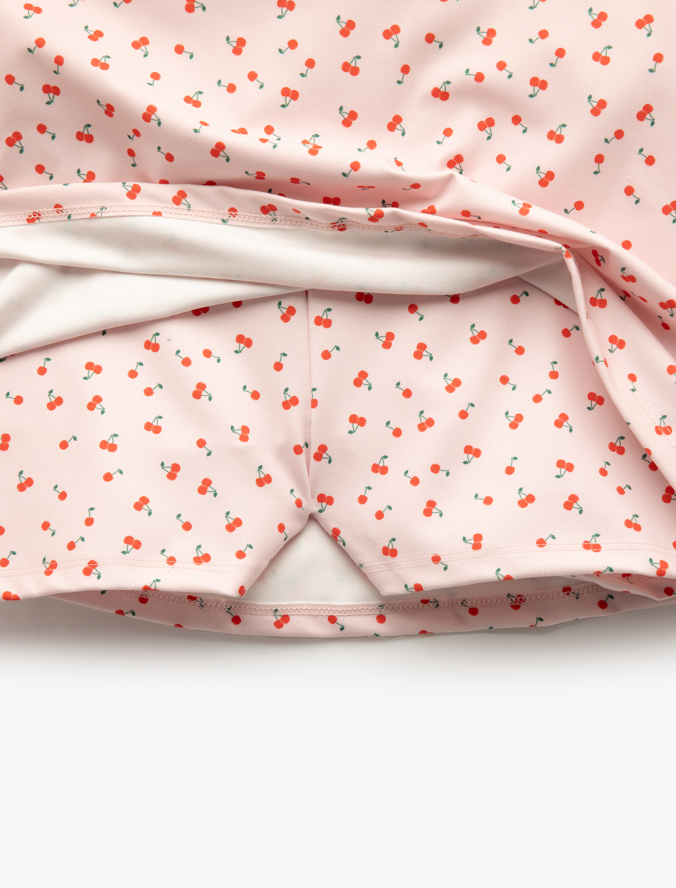   Kiraz Baskılı İnterlok Yüksek Bel Slim Fit Mini Spor Şort Etek