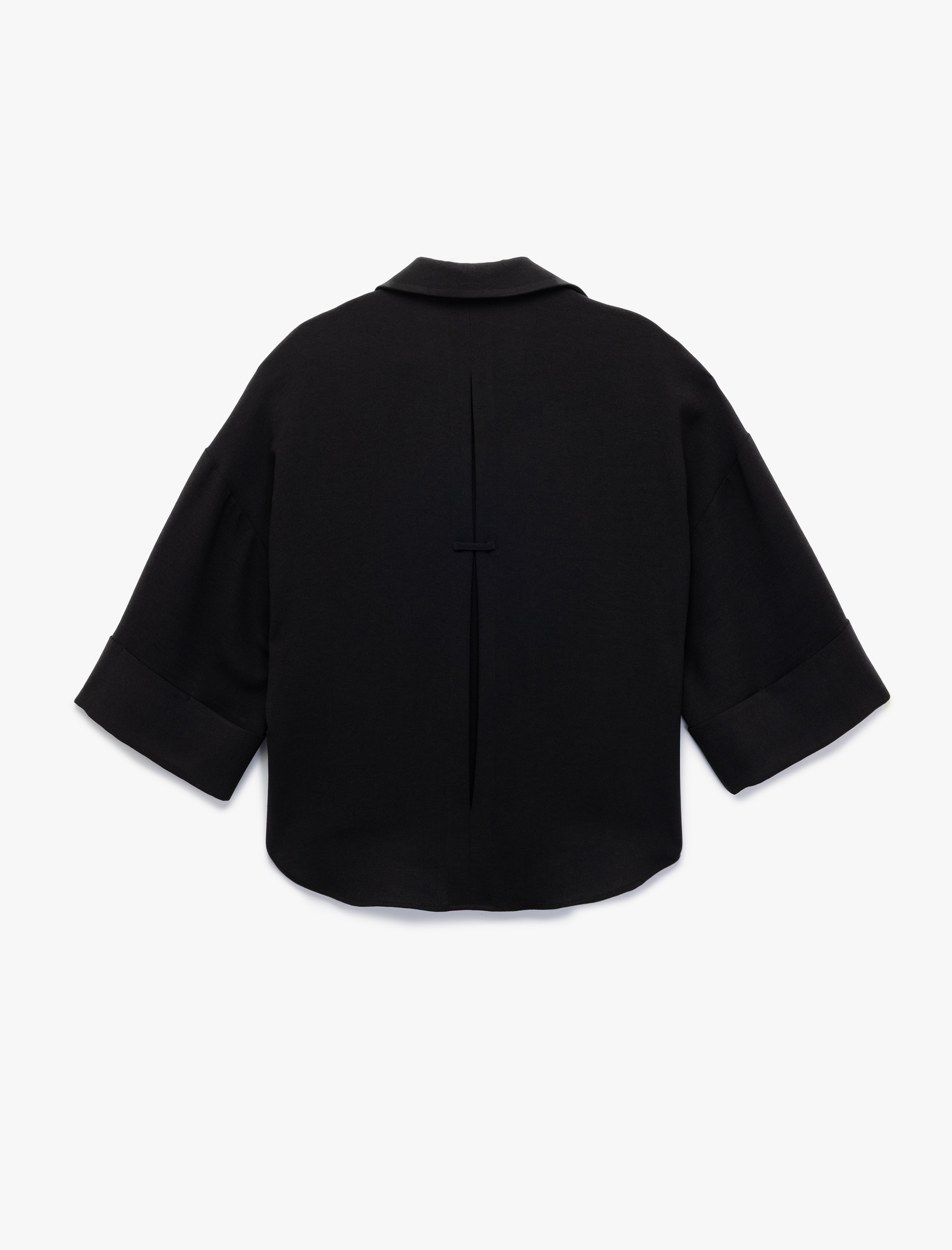   Krep Kumaş 3/4 Kollu Oversize Gömlek