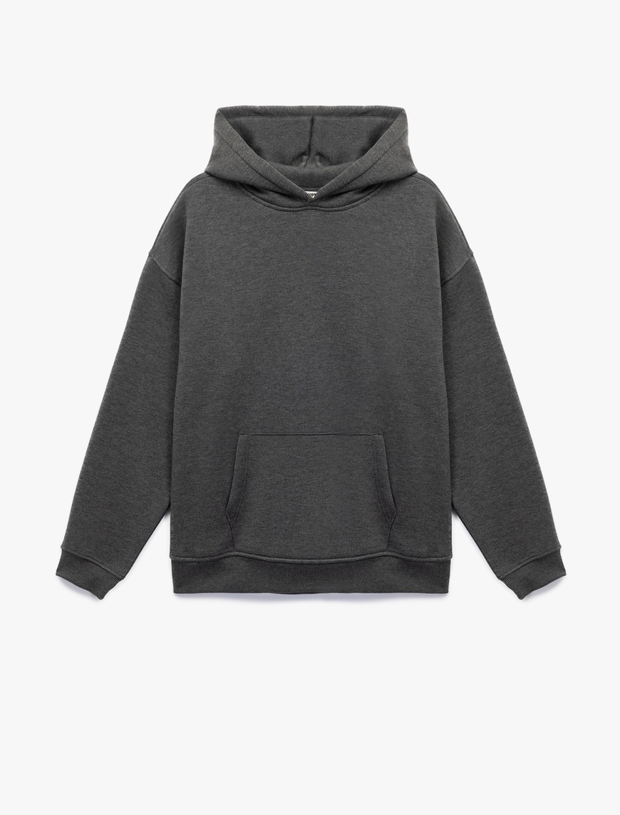   Şardonlu Uzun Kollu Kapüşonlu Oversize Sweatshirt
