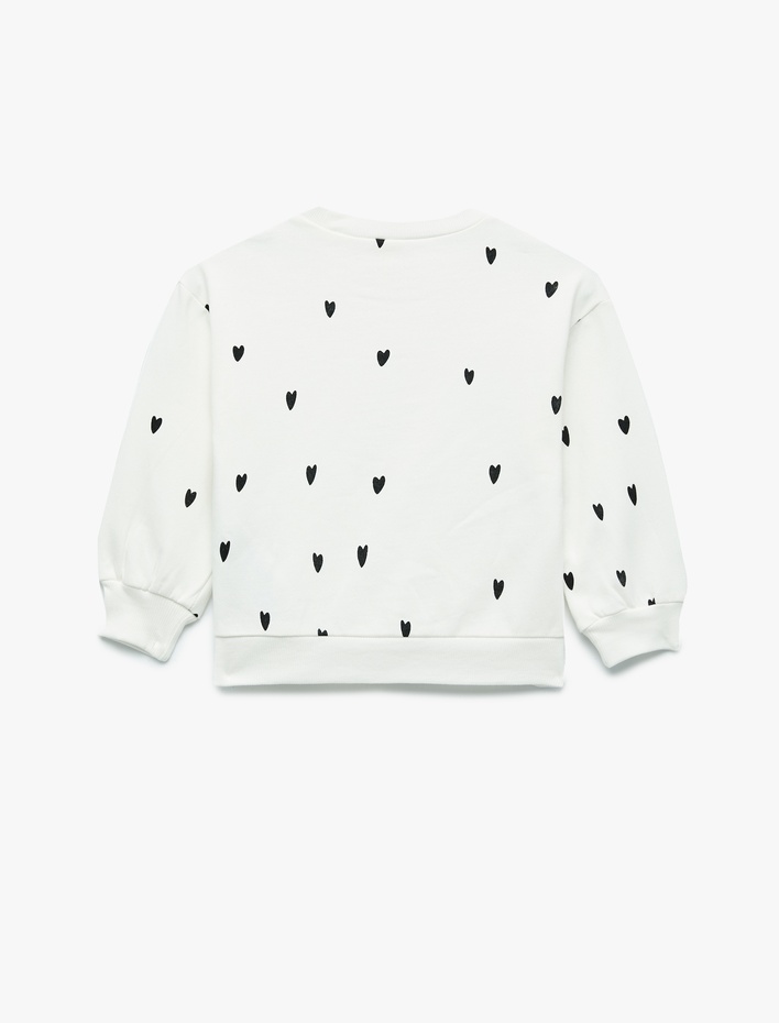 Kız Bebek Pamuklu Uzun Kollu Bisiklet Yaka Şardonlu Sweatshirt