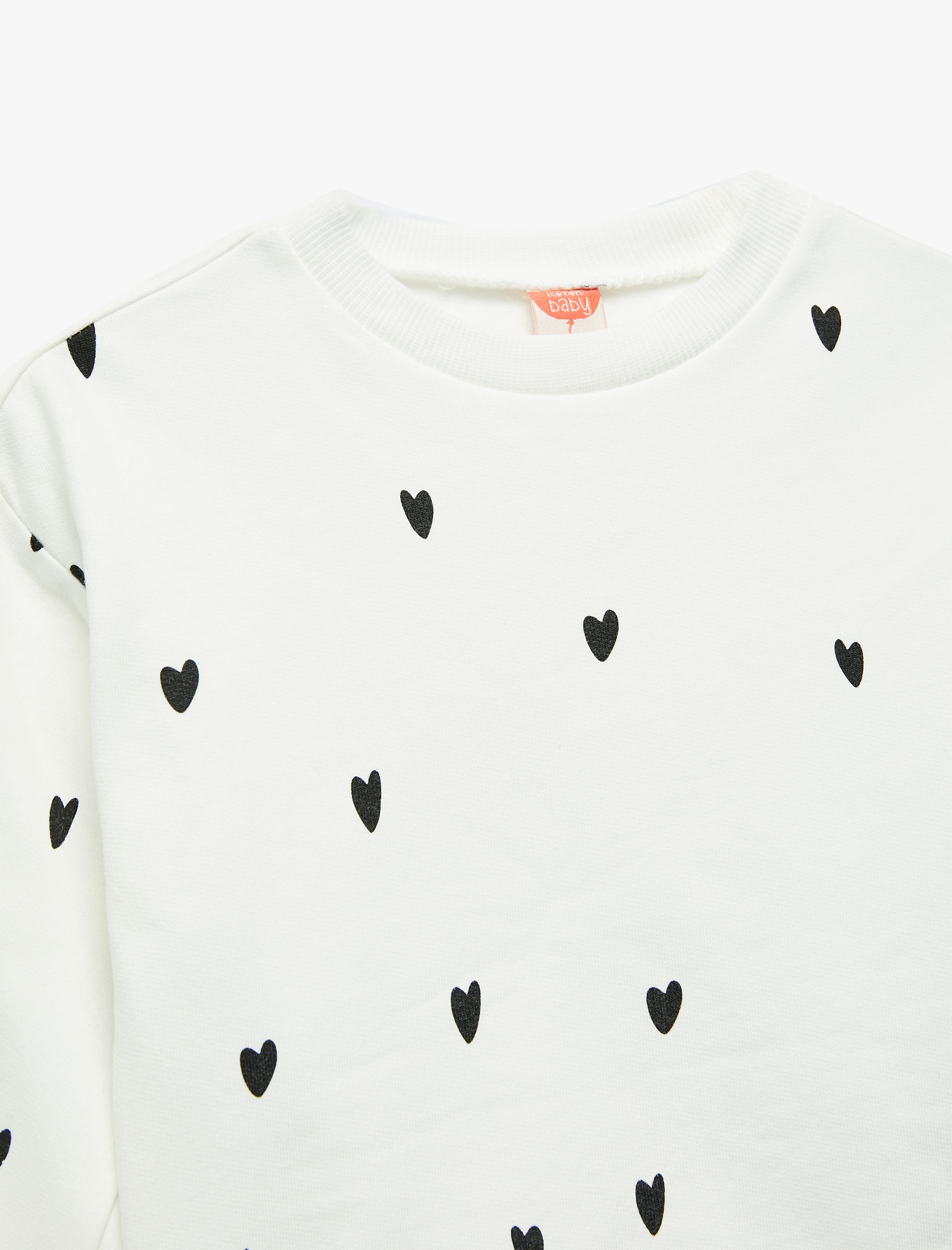  Kız Bebek Pamuklu Uzun Kollu Bisiklet Yaka Şardonlu Sweatshirt