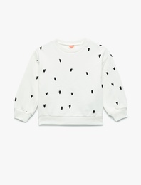 Pamuklu Uzun Kollu Bisiklet Yaka Şardonlu Sweatshirt