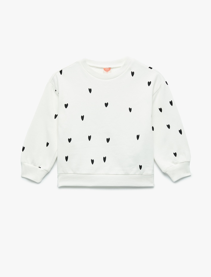 Kız Bebek Pamuklu Uzun Kollu Bisiklet Yaka Şardonlu Sweatshirt