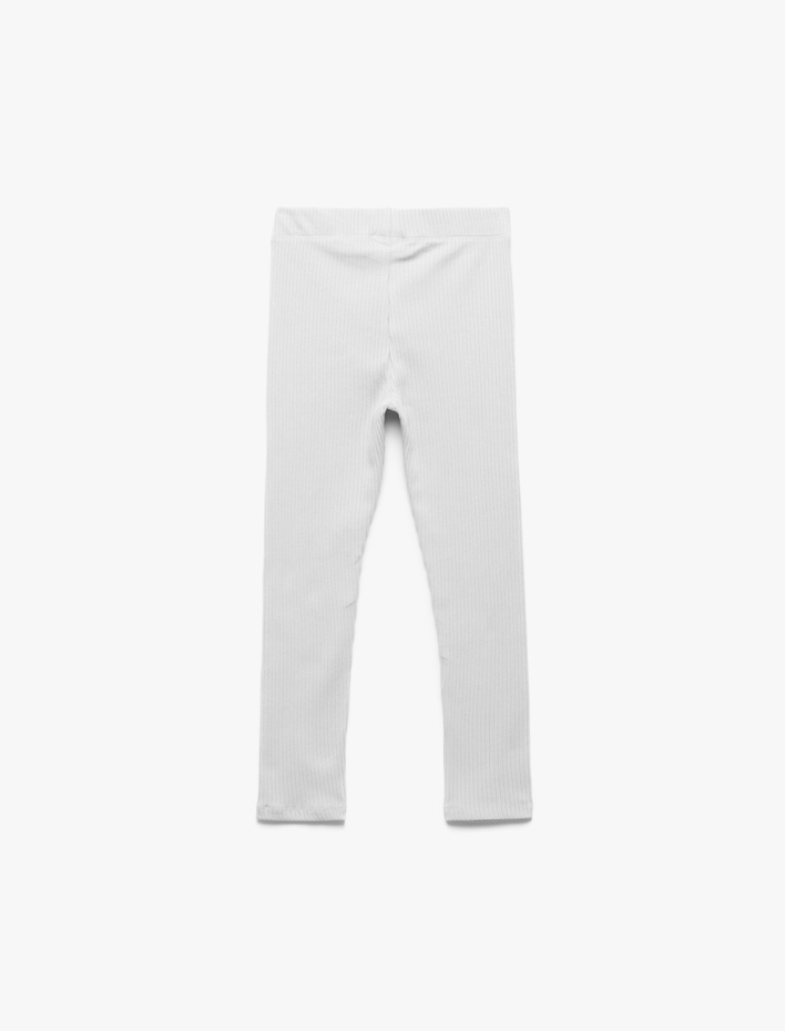 Kız Çocuk Pamuklu Kaşkorse Ribana Detaylı Bilek Boy Tayt