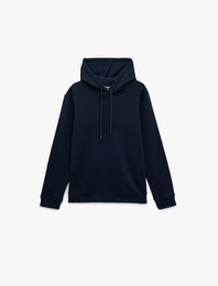 Şardonlu Uzun Kollu Basic Kapşonlu Sweatshirt