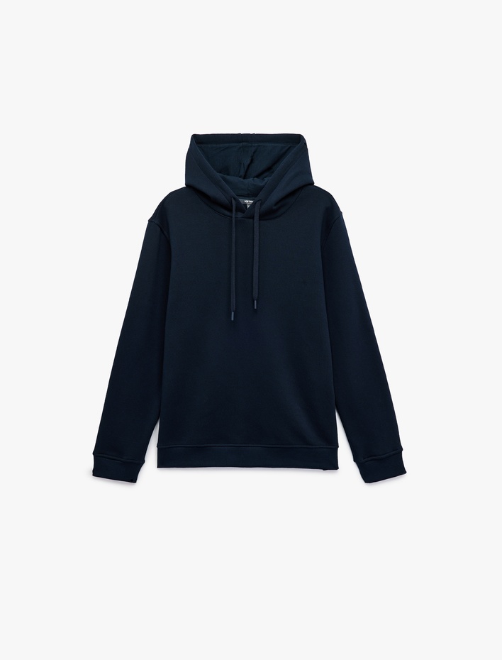  Şardonlu Uzun Kollu Basic Kapşonlu Sweatshirt