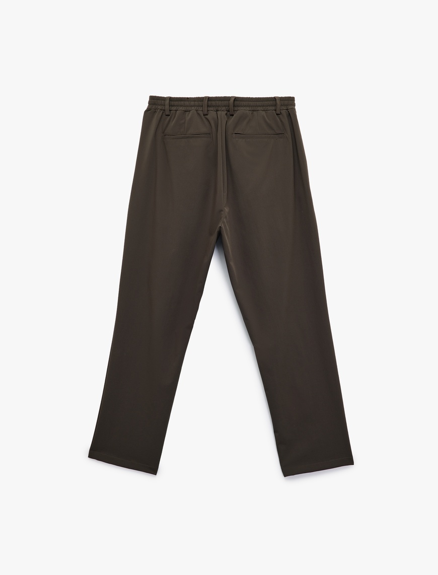   Beli Bağcıklı Düğmeli Duble Paça Esnek Slim Fit Pantolon