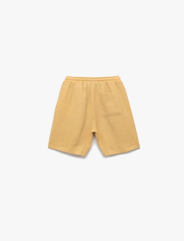 Pamuklu Beli Bağcıklı Cepli Müslin Basic Şort_1