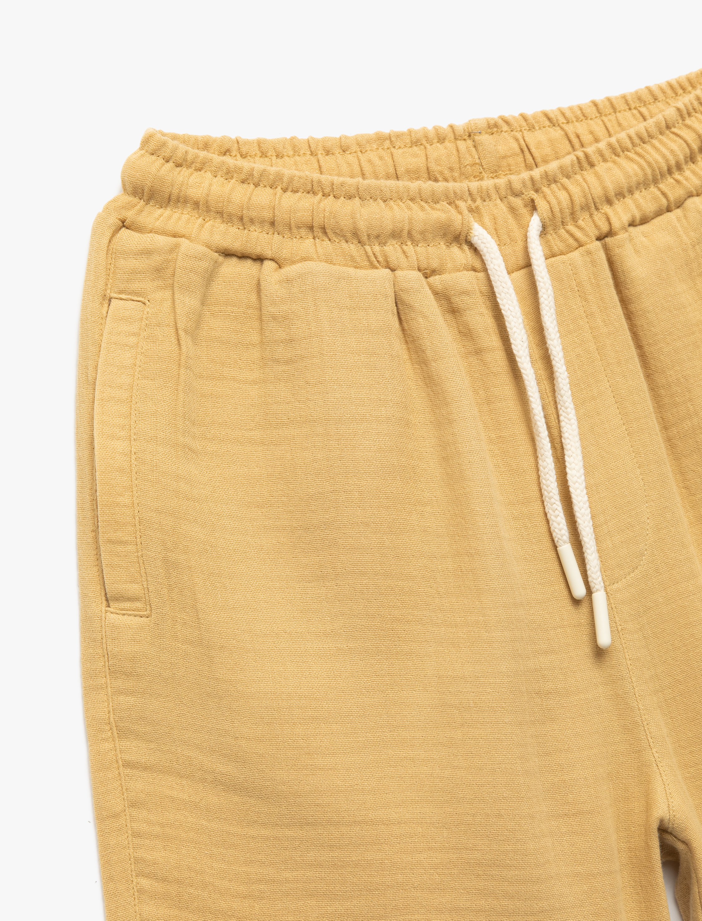  Erkek Çocuk Pamuklu Beli Bağcıklı Cepli Müslin Basic Şort