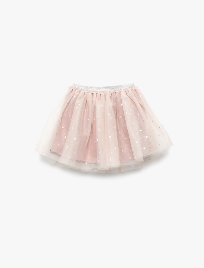 Kız Çocuk Tül Detaylı Beli Lastikli Tütü Etek