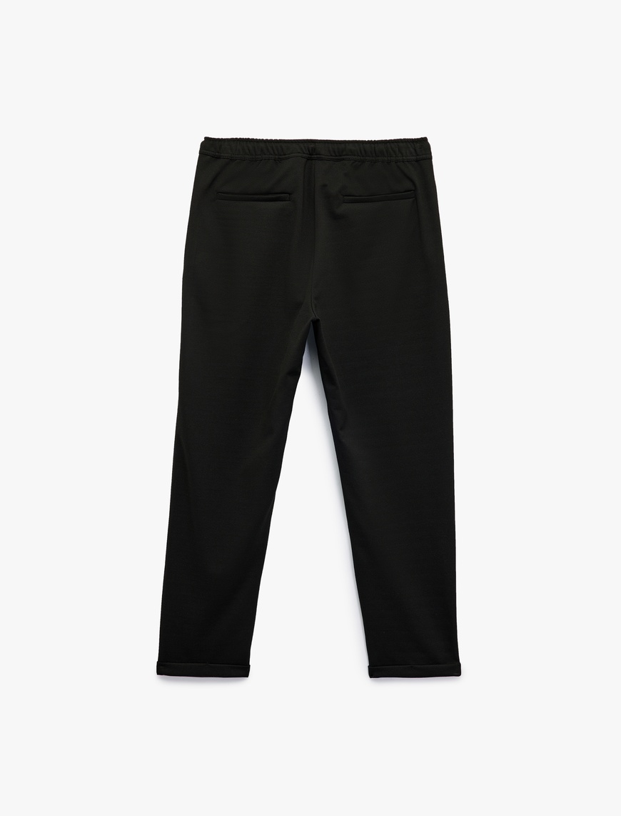   Straight Fit Pike Kumaş Cep Detaylı Beli Bağcıklı Pantolon