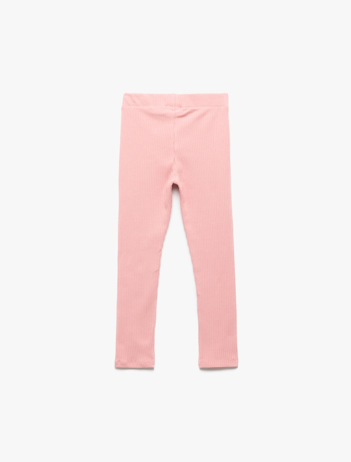 Kız Çocuk Pamuklu Kaşkorse Ribana Detaylı Bilek Boy Tayt