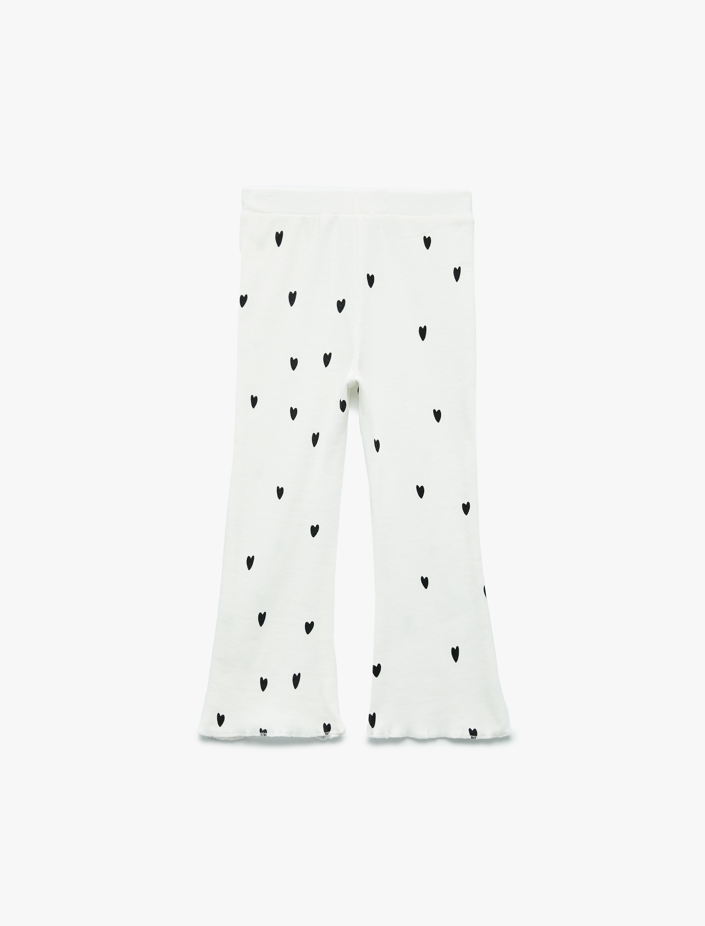  Kız Bebek Pamuklu Kalp Baskılı Kaşkorse İspanyol Paça Tayt