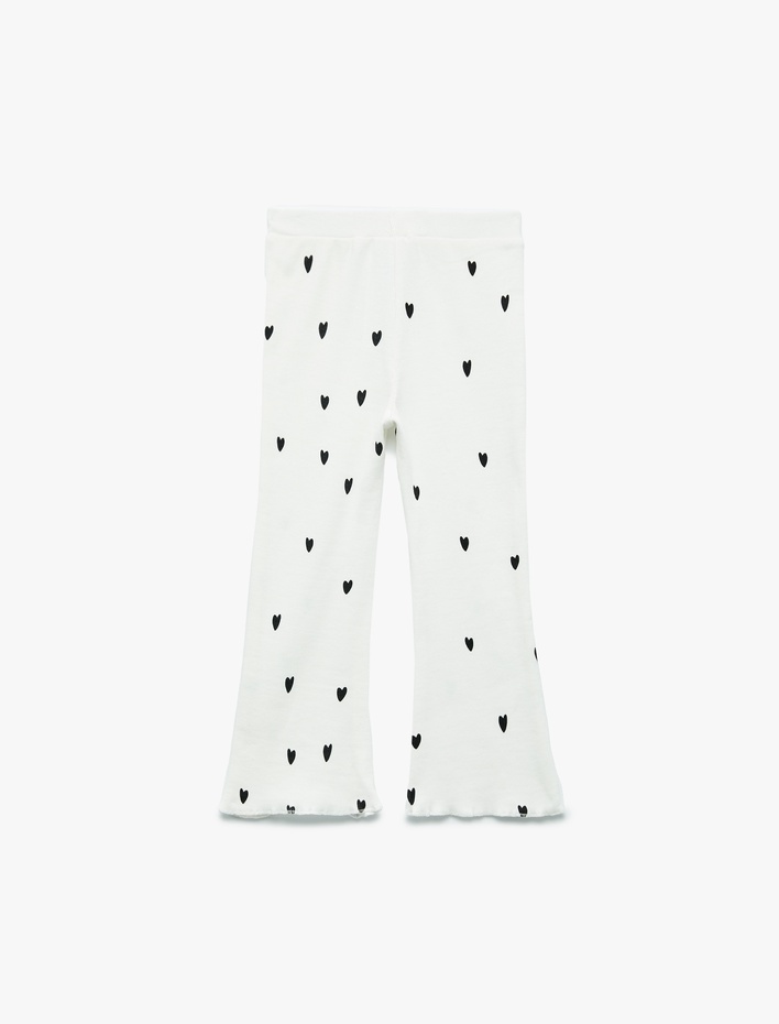 Kız Bebek Pamuklu Kalp Baskılı Kaşkorse İspanyol Paça Tayt