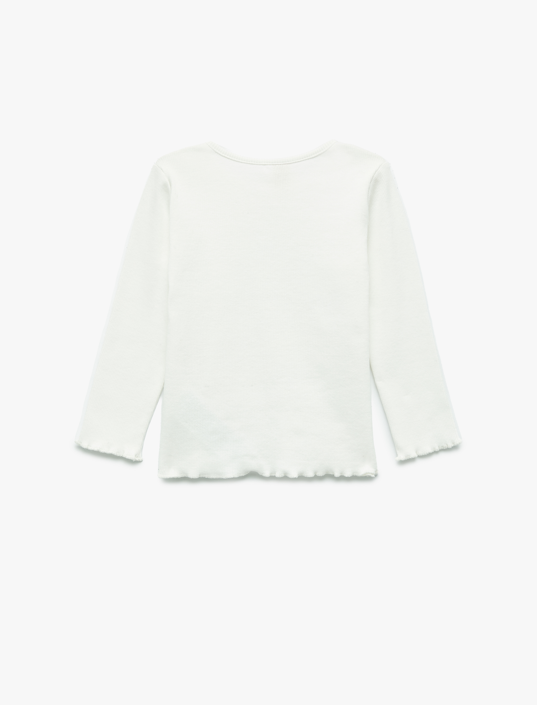  Kız Bebek Uzun Kollu Bisiklet Yaka Kurdele Detaylı Pamuklu Tişört