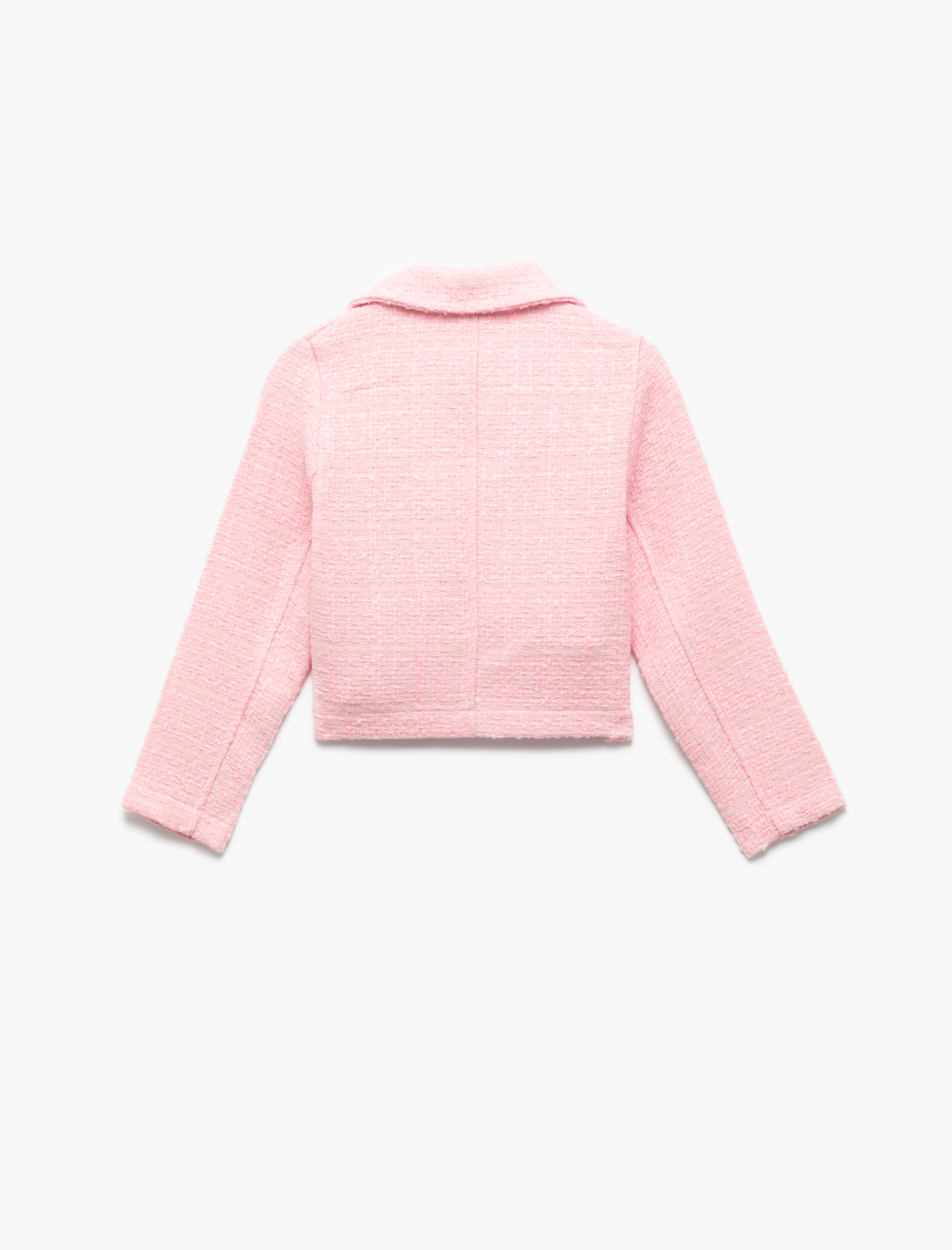  Kız Çocuk Kruvaze Yaka Düğmeli Uzun Kollu Tüvit Ceket