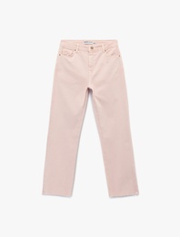 Kesik Paça Basic Denim Pantolon