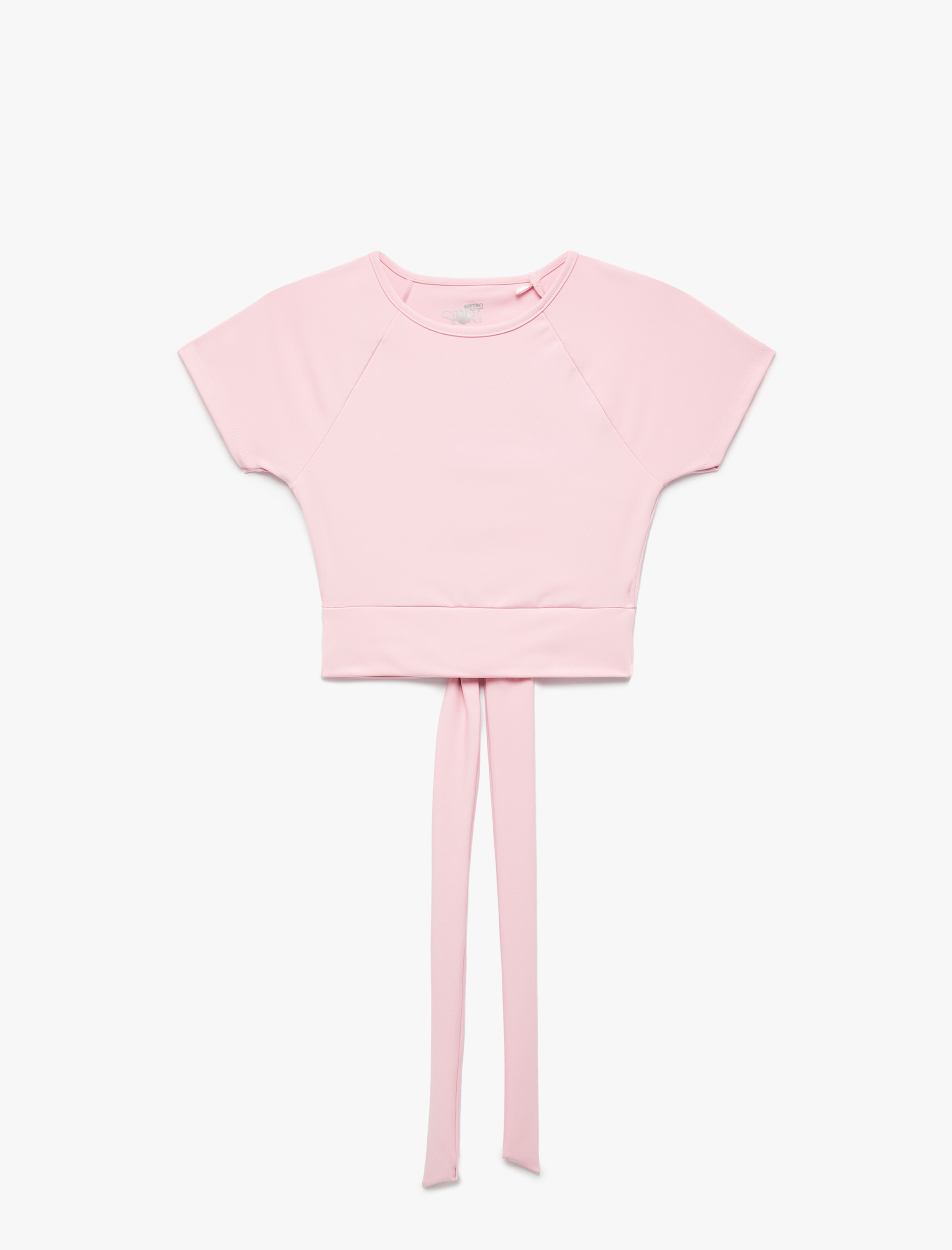   Kısa Kollu Bisiklet Yaka Bağlama Detaylı Spor Tişört