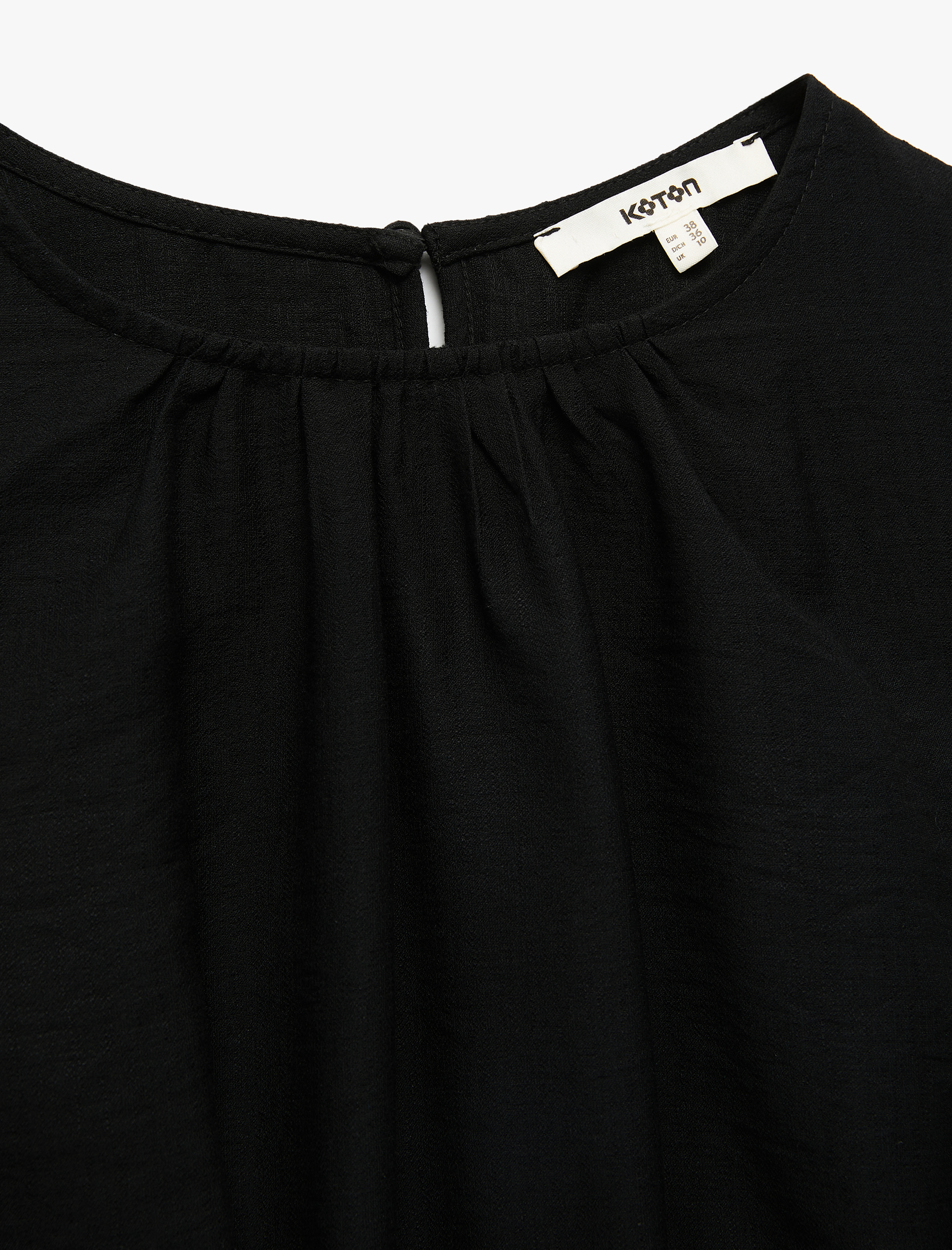   Viskon Kumaş Büzgülü Gipeli Bisiklet Yaka Kolsuz Bluz