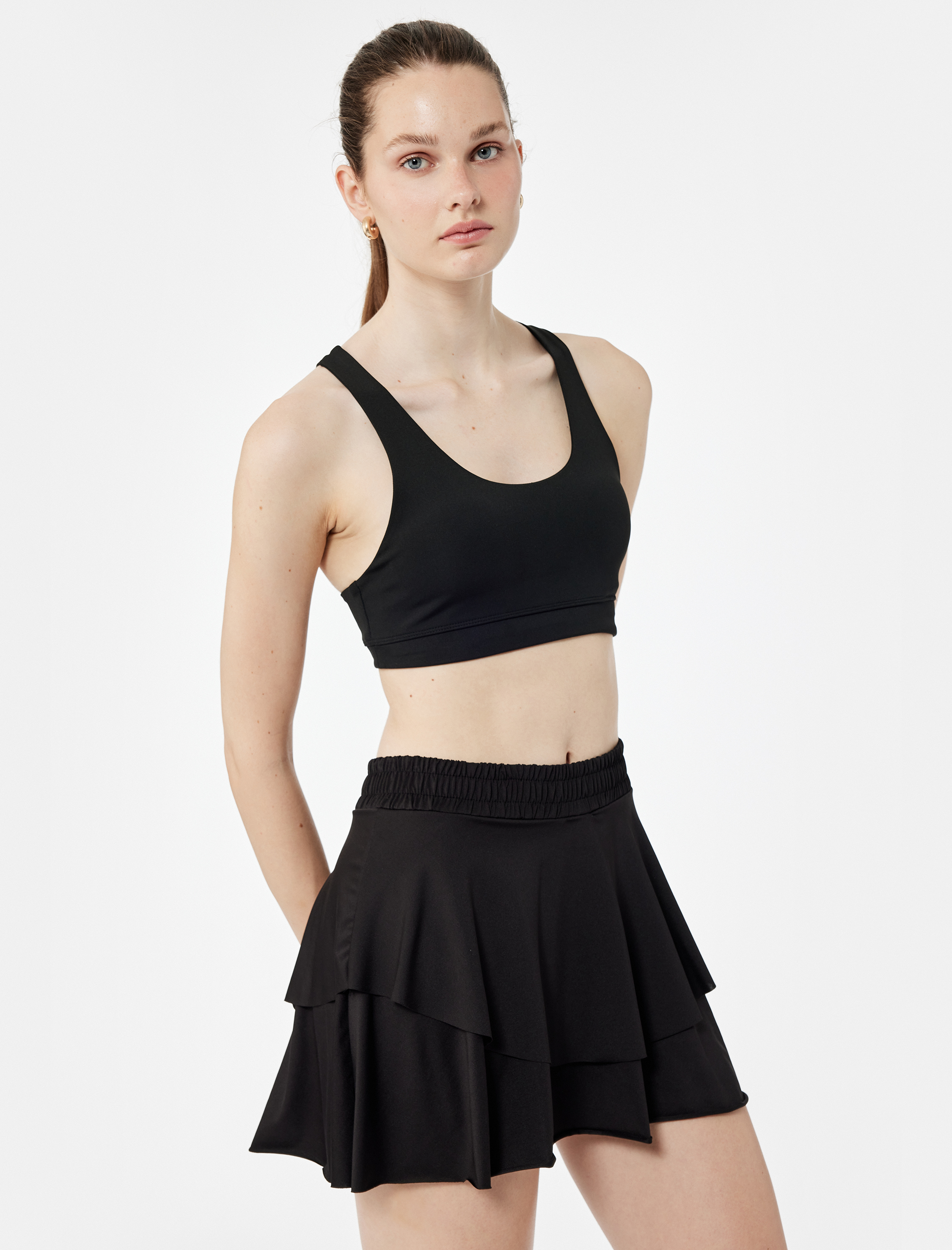   Katlı Volanlı Rahat Kalıp Mini Spor Şort Etek