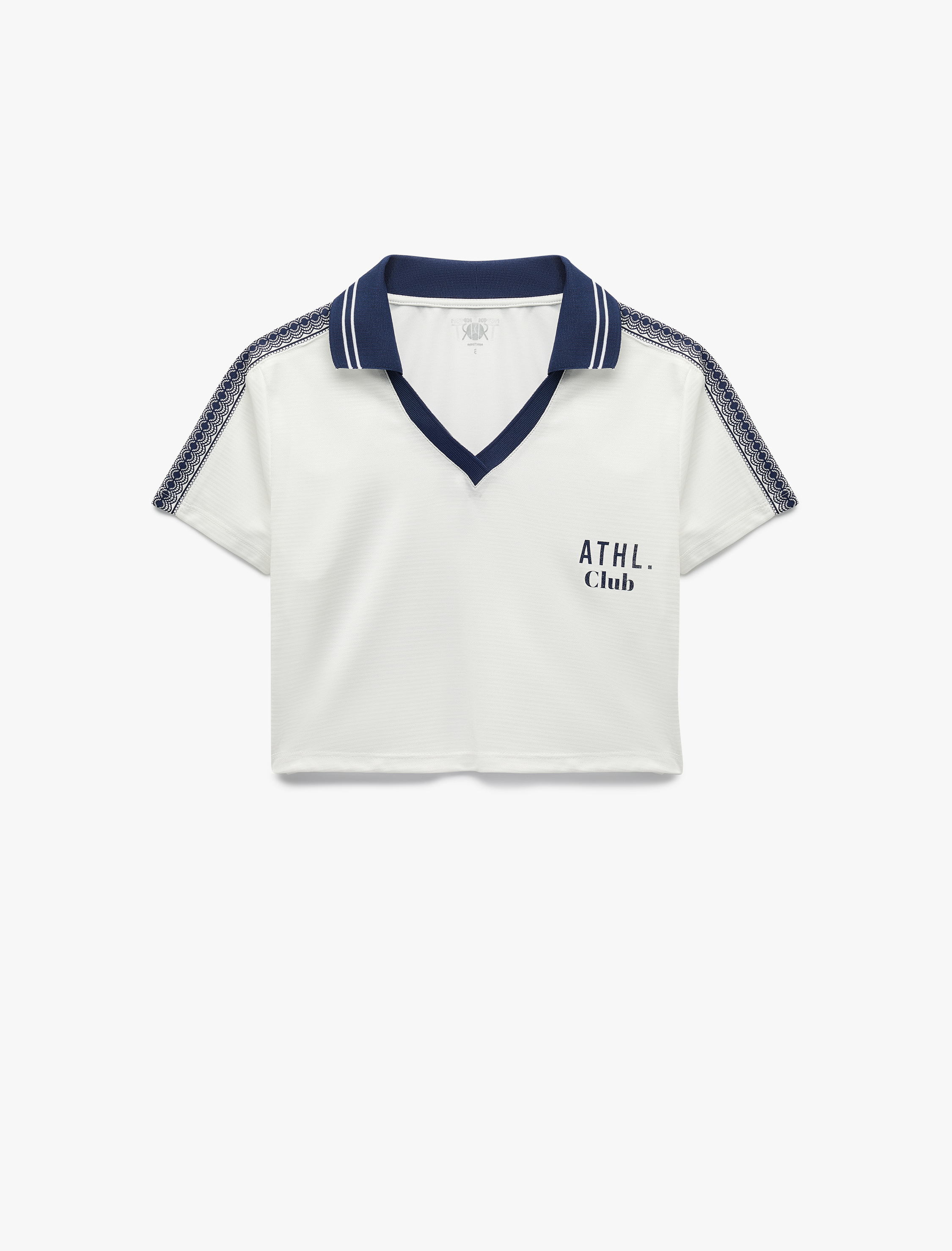   Kısa Kollu V Yaka Biyeli Baskılı Crop Spor Tişört