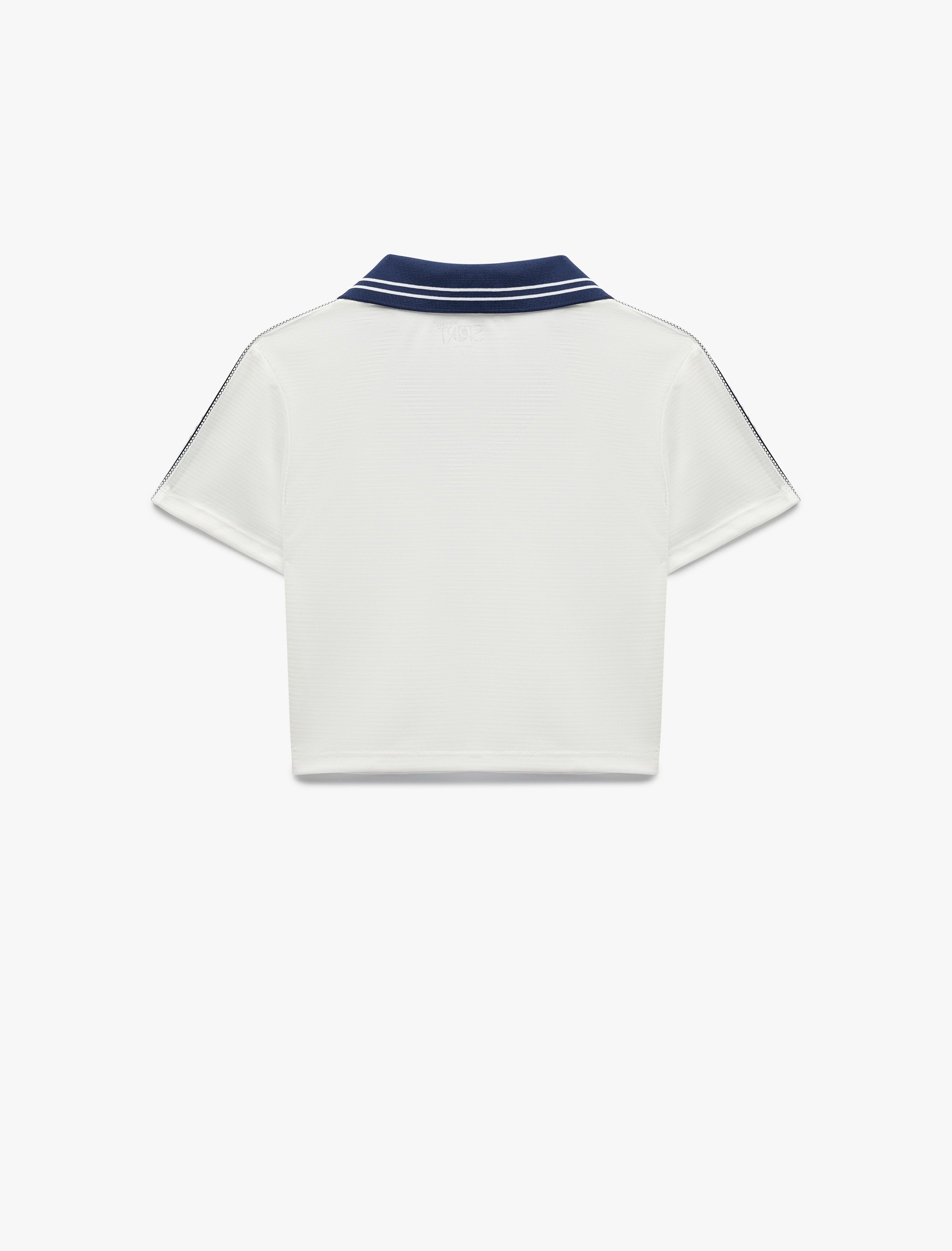   Kısa Kollu V Yaka Biyeli Baskılı Crop Spor Tişört