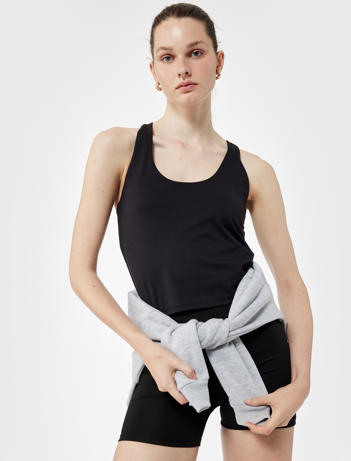  U Yaka Kolsuz Slim Fit İnterlok Sporcu Atleti