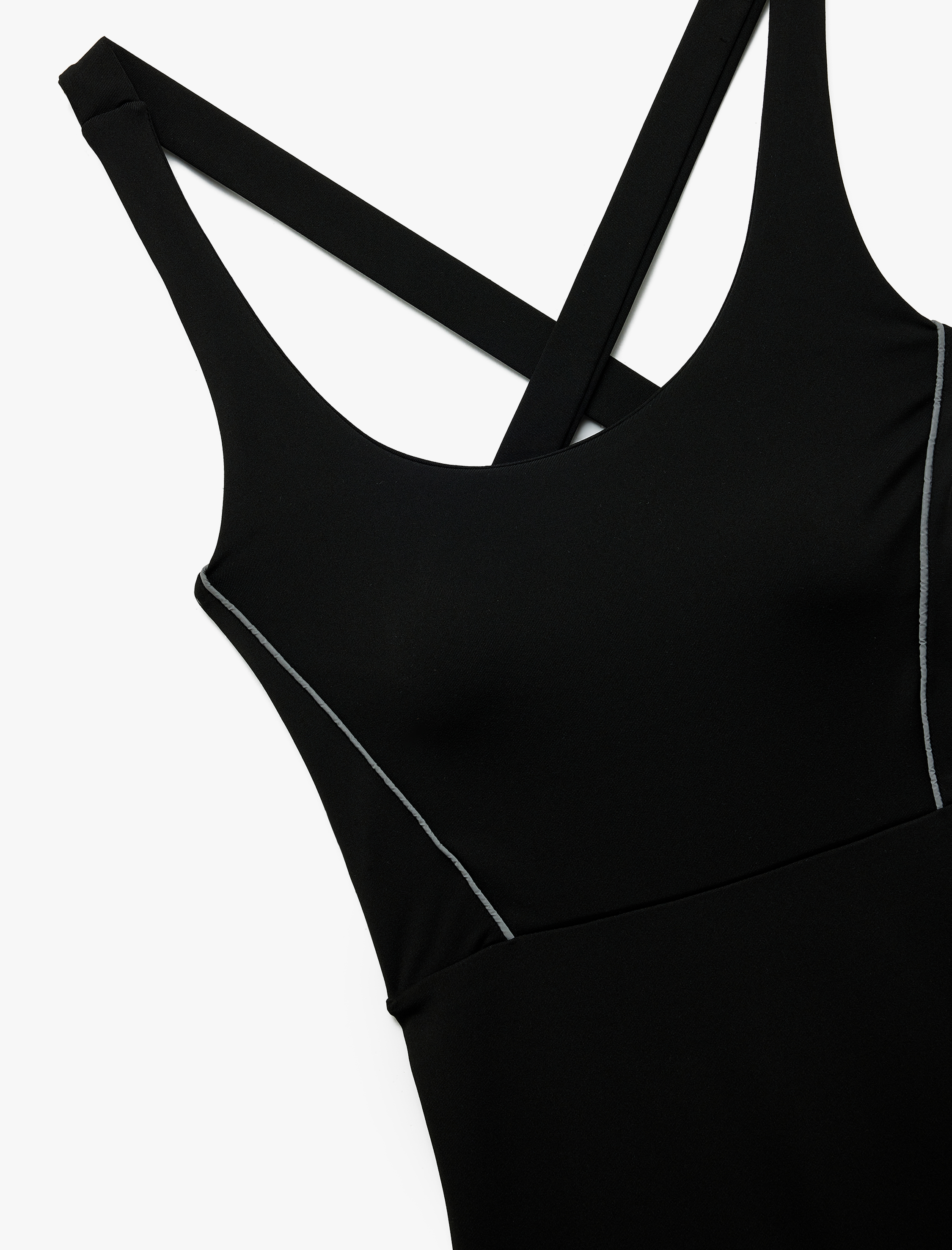   Ekstra Yüksek Bel Slim Fit Çapraz Askılı Kısa Spor Tulum