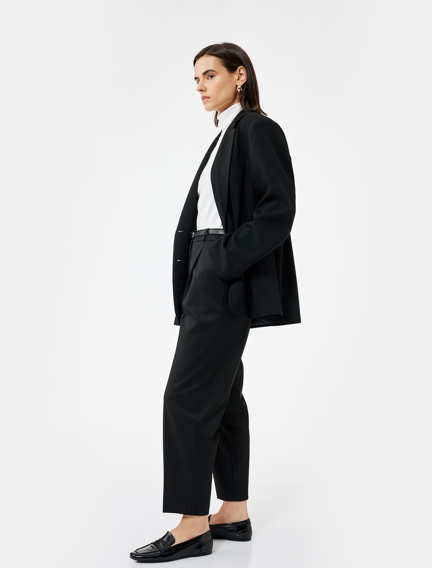   Cepli Kemerli Yüksek Bel Oversize Cigarette Pantolon