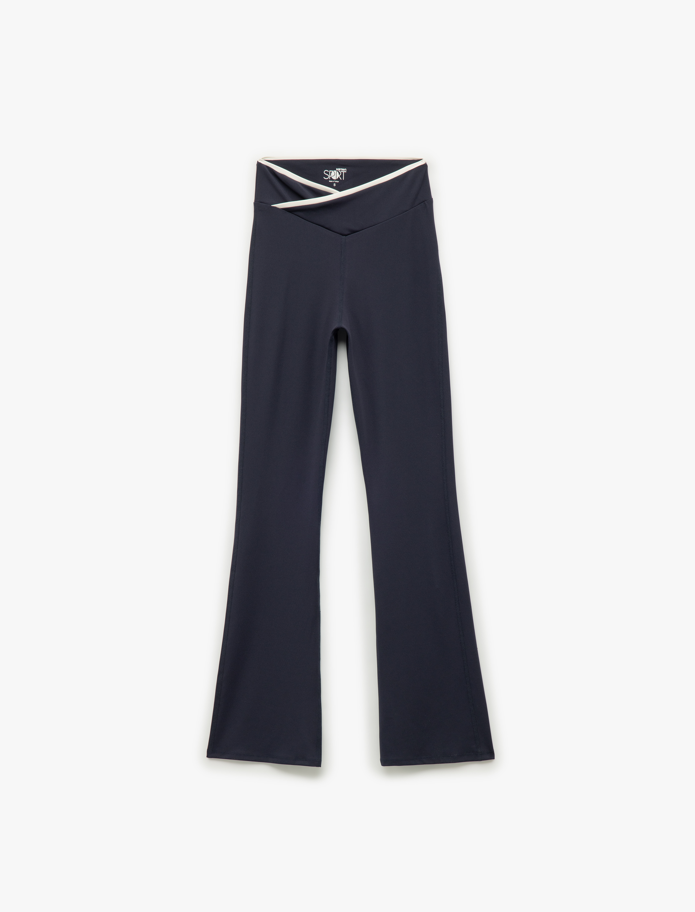   Yüksek Bel Biyeli Dar Kesim İnterlok İspanyol Paça Spor Tayt