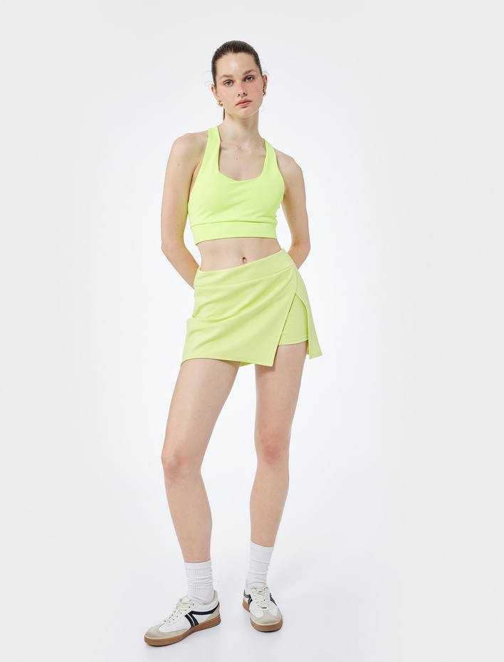  Yüksek Bel Modal Karışımlı Yırtmaçlı Mini Spor Şort Etek