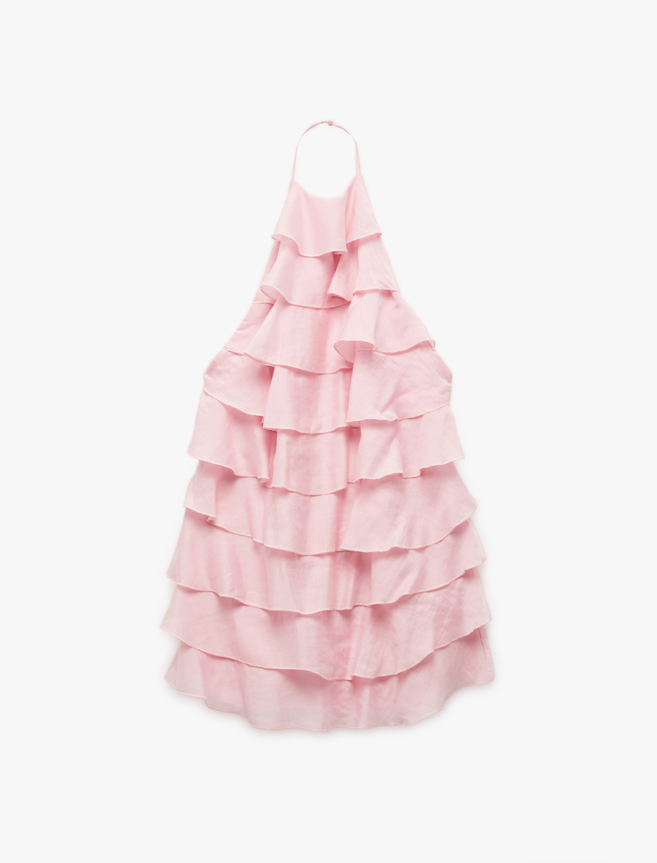   Kat Kat İnce Askılı Halter Yaka Fırfırlı Mini Elbise