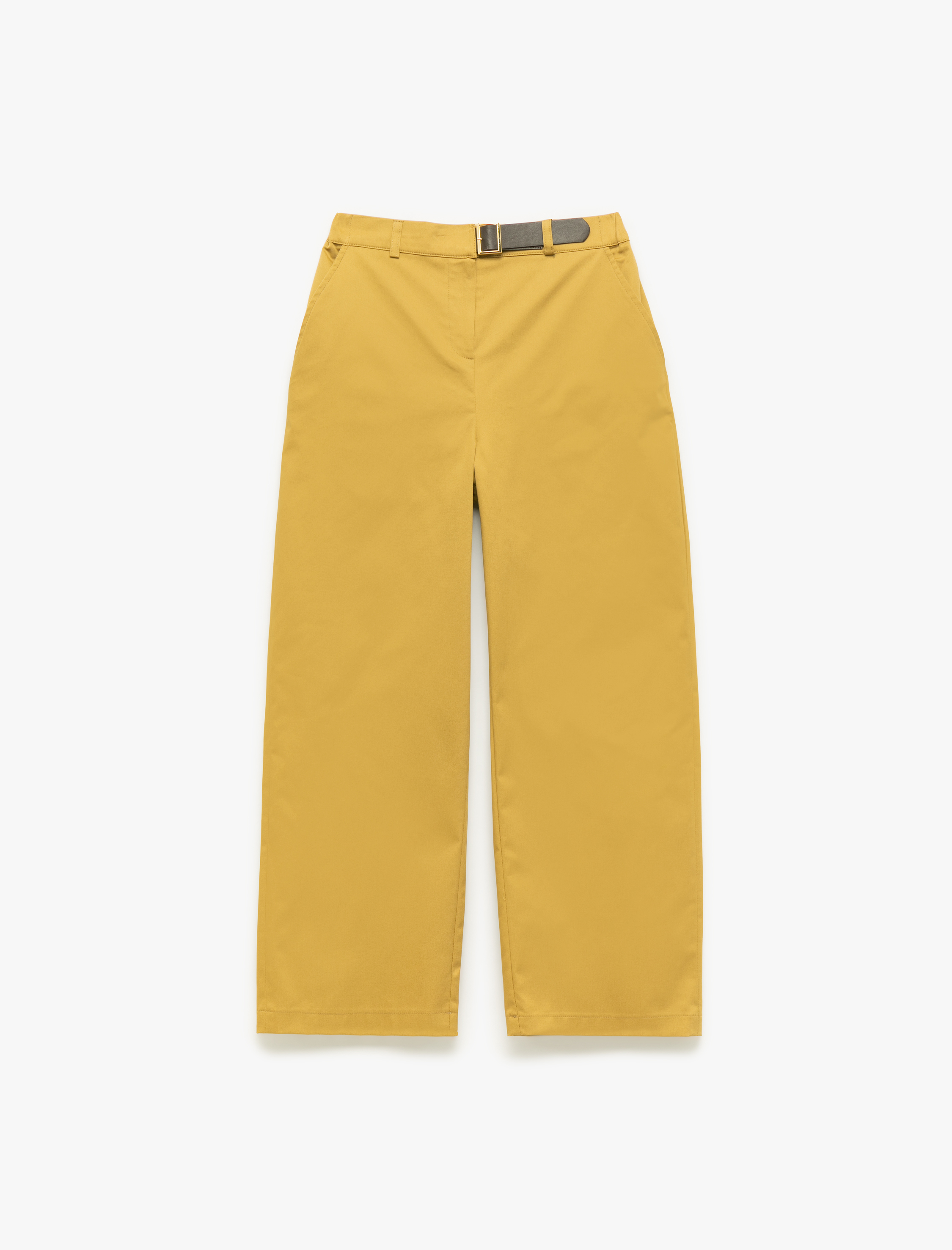   Cepli Yarım Kemer Detaylı Yüksek Bel Geniş Paça Baggy Pantolon