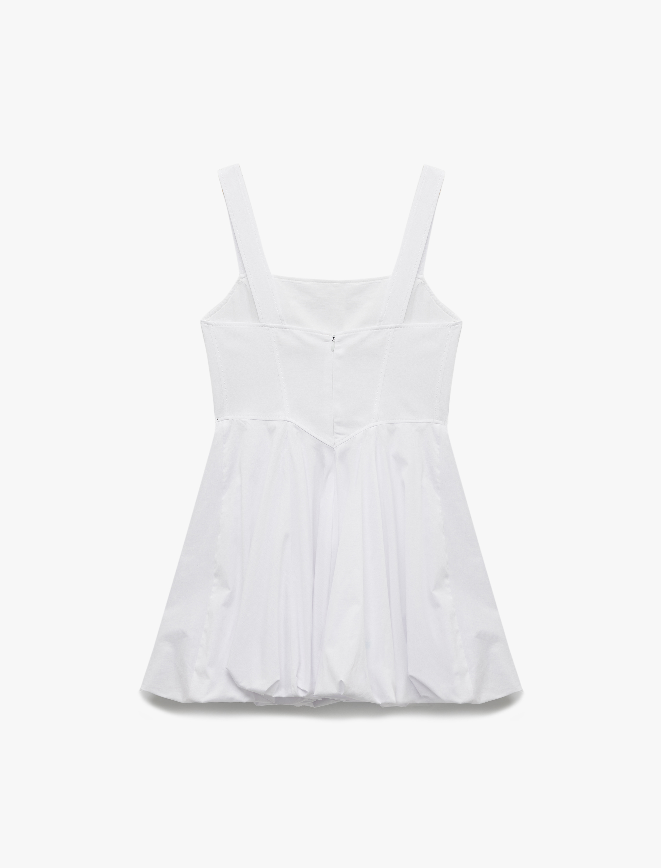   Astarlı Bol Kalıp Kare Yaka Kolsuz Askılı Mini Balon Elbise