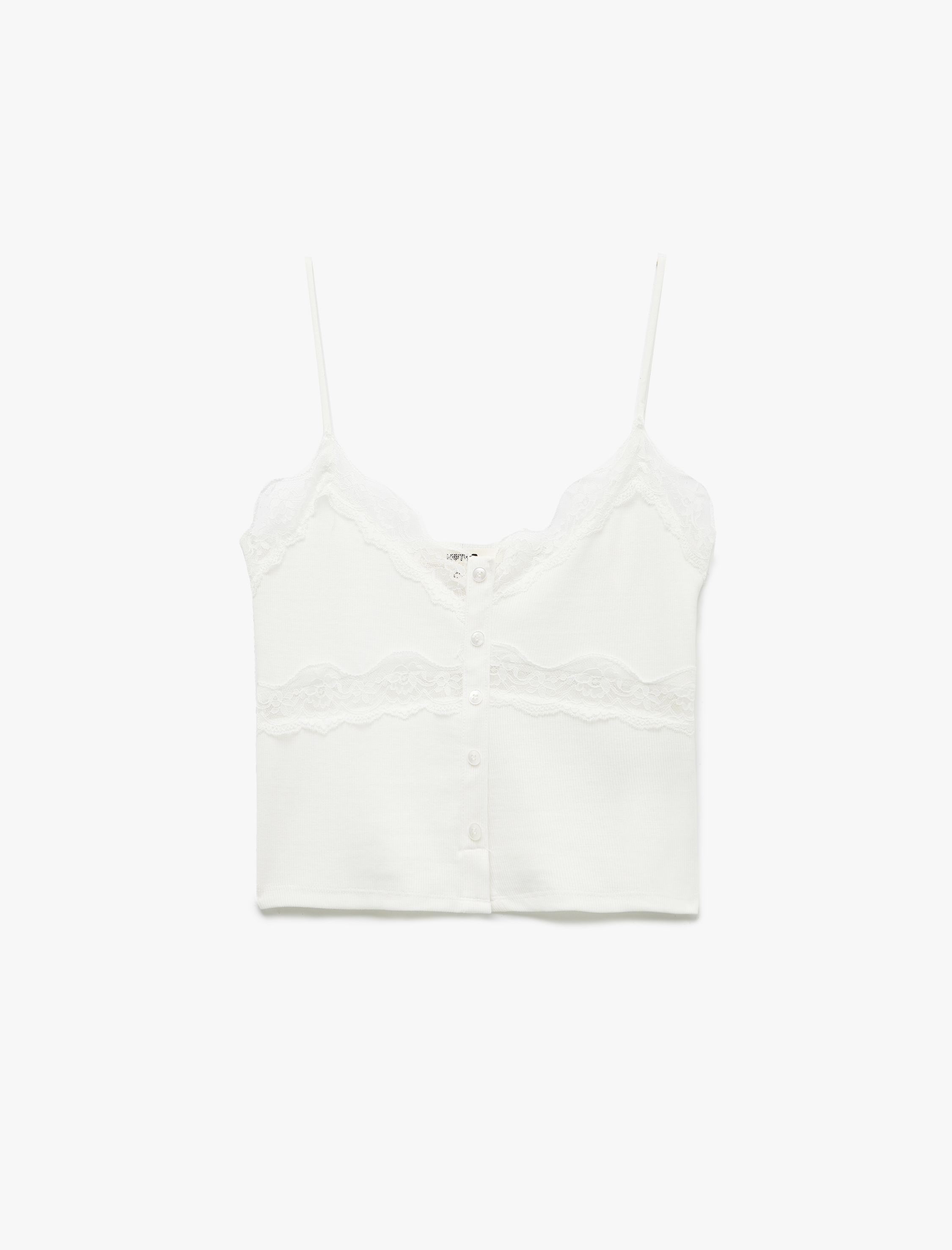   Pamuklu Slim Fit Dantelli İnce Askılı Bluz