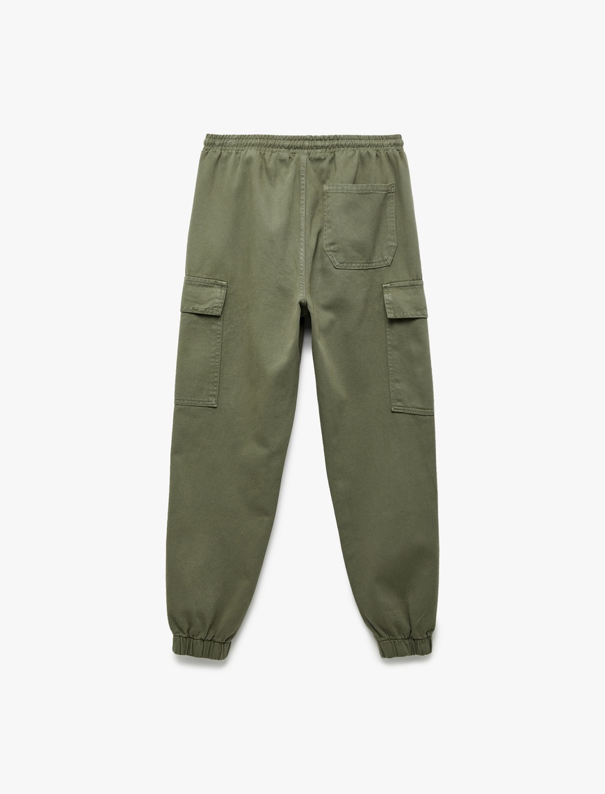   Beli Bağcıklı Kargo Cep Detaylı Pamuklu Gabardin Jogger Pantolon