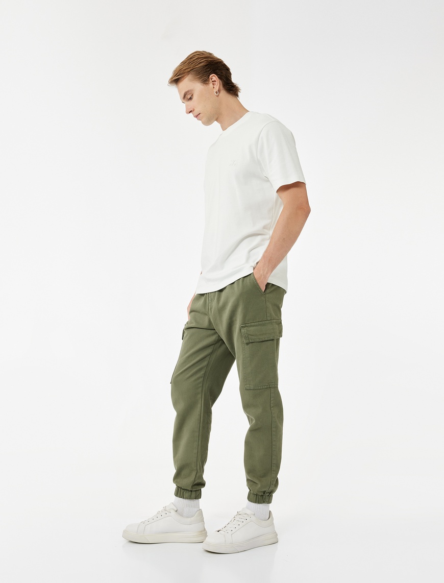   Beli Bağcıklı Kargo Cep Detaylı Pamuklu Gabardin Jogger Pantolon