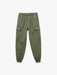 Beli Bağcıklı Kargo Cep Detaylı Pamuklu Gabardin Jogger Pantolon