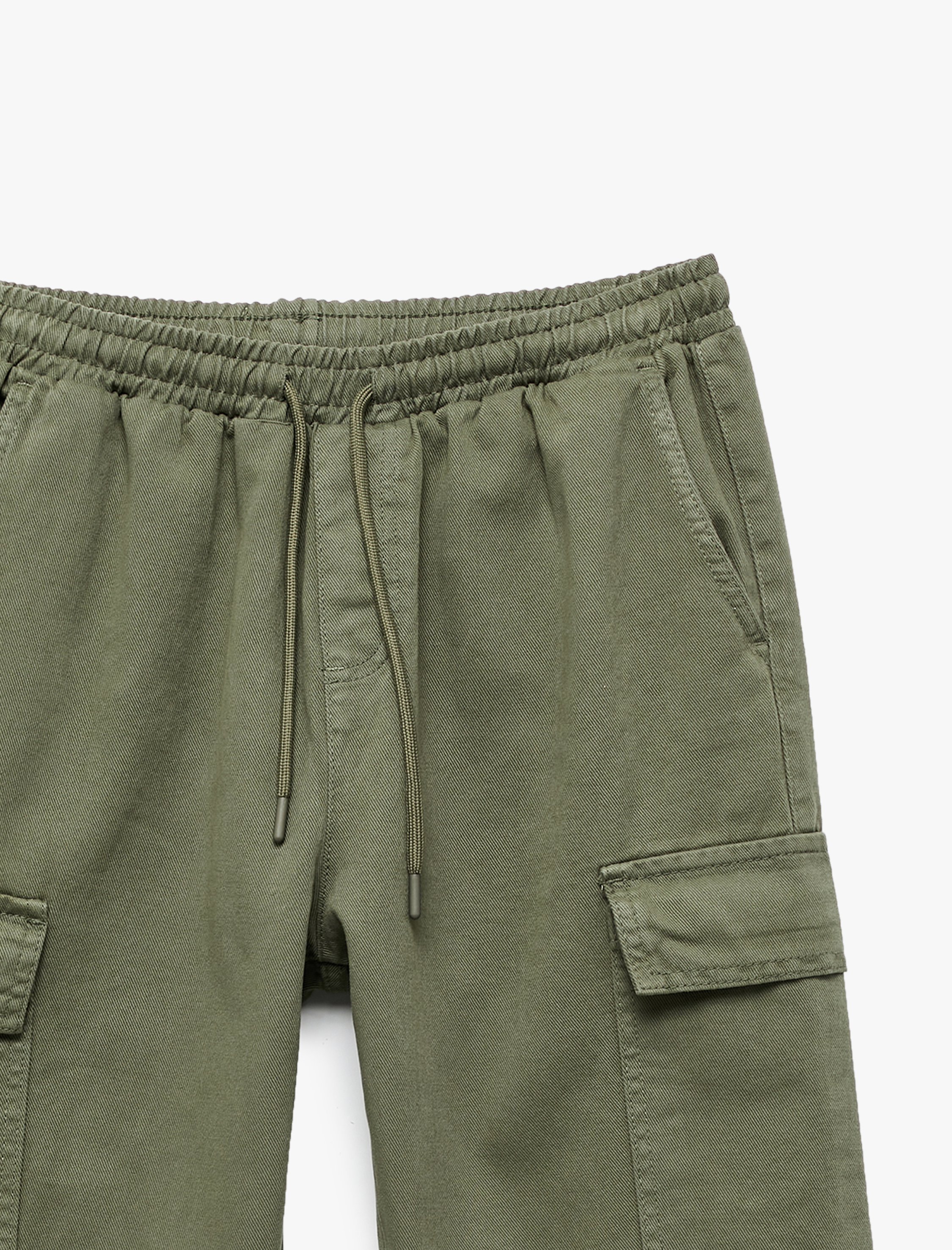   Beli Bağcıklı Kargo Cep Detaylı Pamuklu Rahat Kesim Gabardin Jogger Pantolon