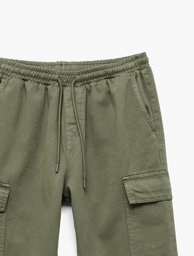 Beli Bağcıklı Kargo Cep Detaylı Pamuklu Gabardin Jogger Pantolon_4