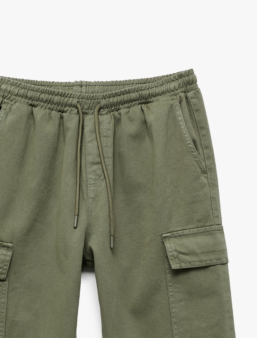   Beli Bağcıklı Kargo Cep Detaylı Pamuklu Gabardin Jogger Pantolon